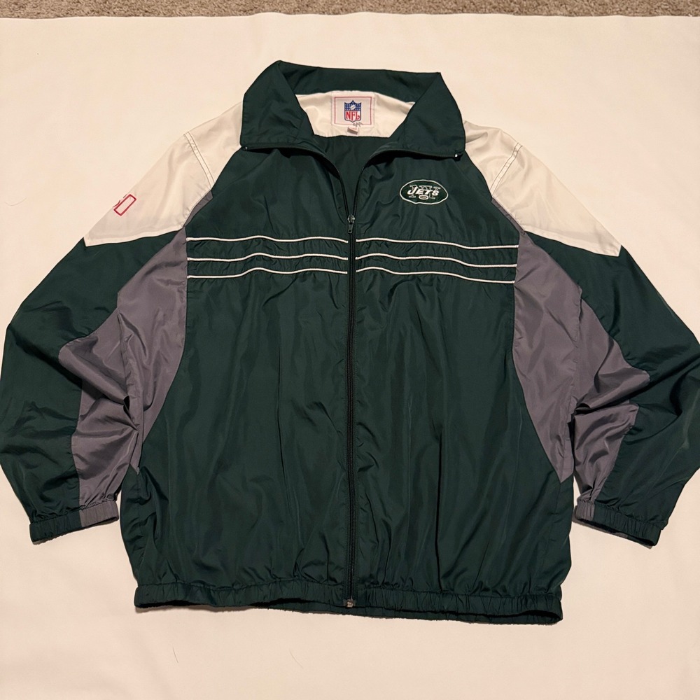 G-III Apparel New York Jets Windbreaker Mens XL Green 2000s Y2K NFL Full Zip